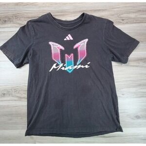 Adidas Miami Graphic T Shirt Men's Large Black Short Sleeve Crew Neck‎